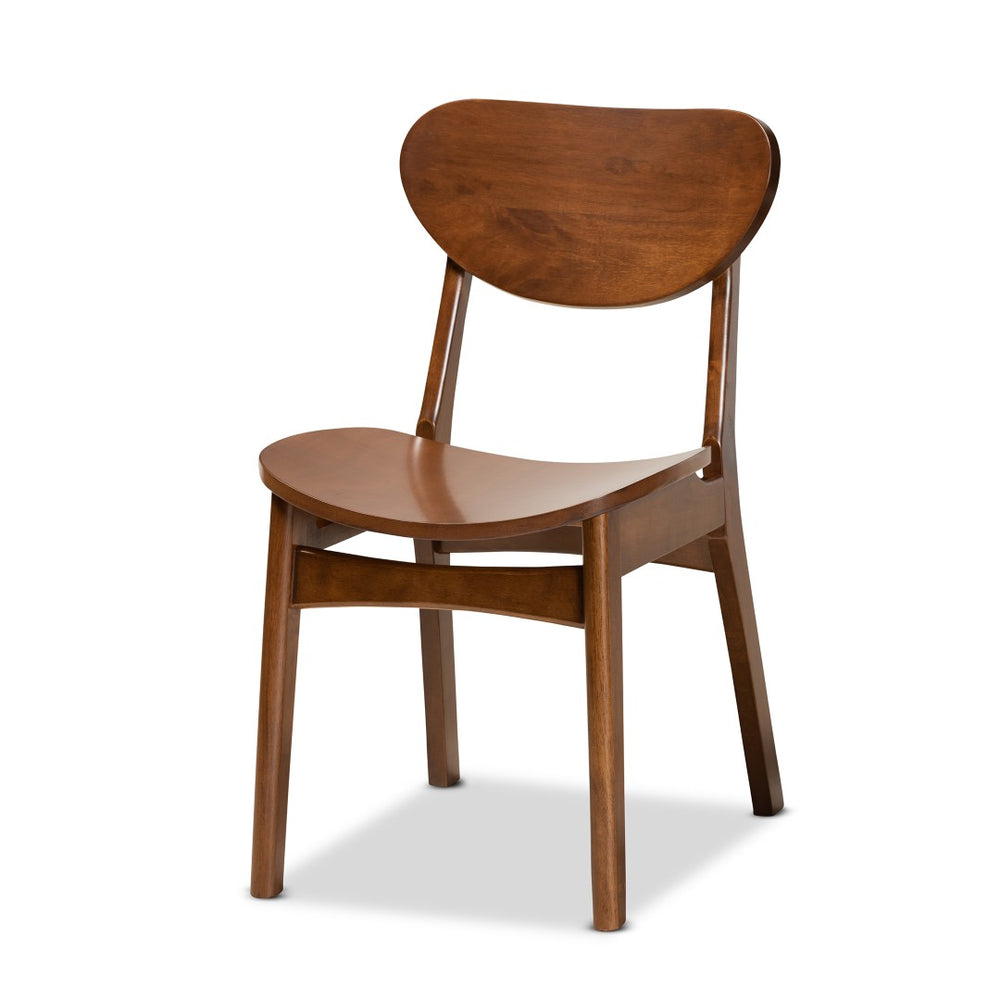 Baxton Studio Baxton Katya Mid-Century Modern 5-Piece Dining Set - Walnut Brown Wood Table & Chairs for Comfort RH378C-Walnut-5PC Dining Set