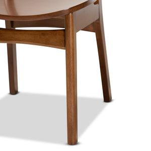Baxton Studio Baxton Katya Mid-Century Modern 5-Piece Dining Set - Walnut Brown Wood Table & Chairs for Comfort RH378C-Walnut-5PC Dining Set