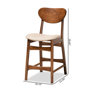 Baxton Studio Baxton Studio Katya Mid-Century Modern Two-Piece Counter Stool Set with Walnut Finish for Comfort Sand Counter RH378P-Sand/Walnut Bent Seat-PC-2PK