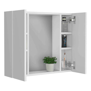 English Elm Artemisa Medicine Cabinet Double Door Mirror with 6 Shelves, Space-Saving White 20.1"x22.8" B20091821