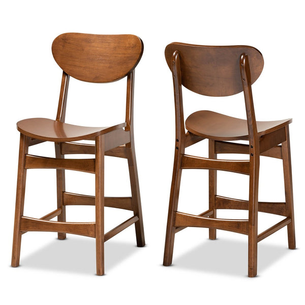 Baxton Studio Baxton Studio Stylish 2-Piece Mid-Century Counter Stool Set in Walnut Brown for Modern Interiors RH378P-Walnut Bent Seat-PC-2PK