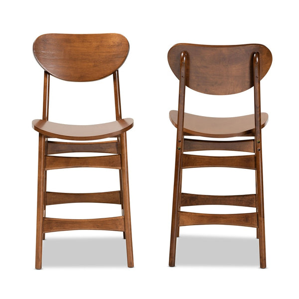 Baxton Studio Baxton Studio Stylish 2-Piece Mid-Century Counter Stool Set in Walnut Brown for Modern Interiors RH378P-Walnut Bent Seat-PC-2PK