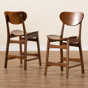 Baxton Studio Baxton Studio Stylish 2-Piece Mid-Century Counter Stool Set in Walnut Brown for Modern Interiors RH378P-Walnut Bent Seat-PC-2PK