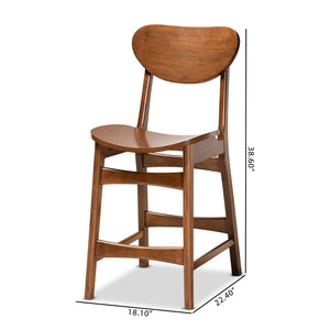 Baxton Studio Baxton Studio Stylish 2-Piece Mid-Century Counter Stool Set in Walnut Brown for Modern Interiors RH378P-Walnut Bent Seat-PC-2PK