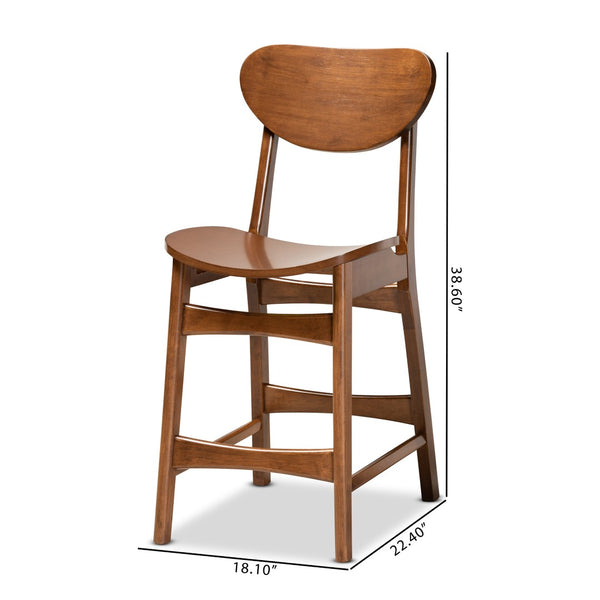 Baxton Studio Baxton Studio Stylish 2-Piece Mid-Century Counter Stool Set in Walnut Brown for Modern Interiors RH378P-Walnut Bent Seat-PC-2PK