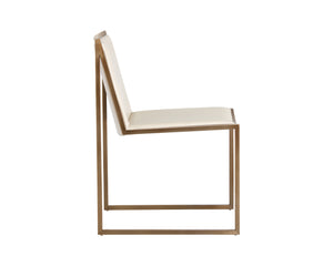 Sunpan Blair Dining Chair Set - Chic Antique Brass Frame with Luxurious Smooth Leather for Modern Spaces Castillo Cream