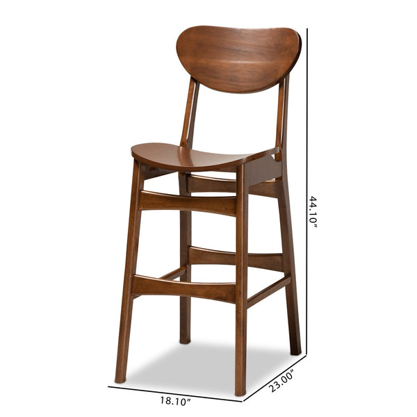 Baxton Studio Baxton Studio Katya 2-Piece Mid-Century Bar Stool Set in Walnut Brown - Ergonomic Comfort & Style RH378BP-Walnut Bent Seat-BS-2PK