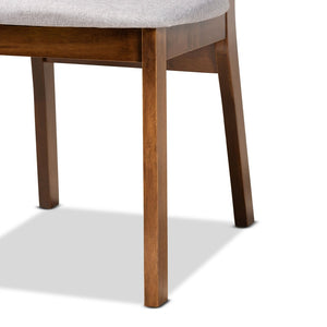 Baxton Studio Baxton Studio Damara 5-Piece Mid-Century Dining Set with Grey Upholstered Chairs & Walnut Finish RH367C-Grey/Walnut-5PC Dining Set