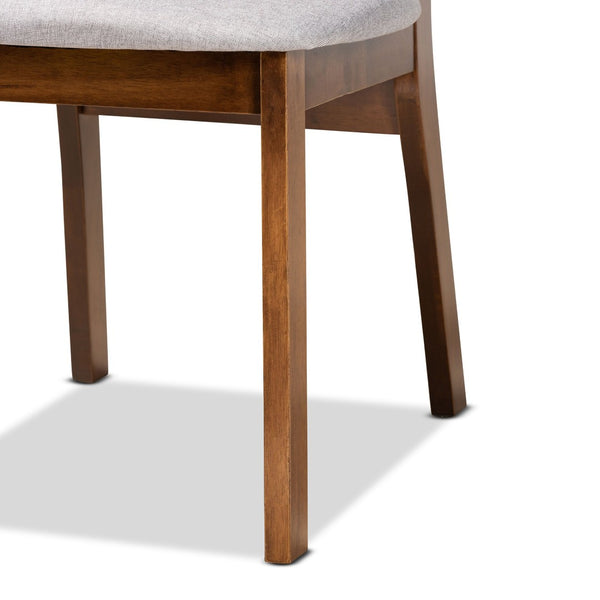 Baxton Studio Baxton Studio Damara 5-Piece Mid-Century Dining Set with Grey Upholstered Chairs & Walnut Finish RH367C-Grey/Walnut-5PC Dining Set