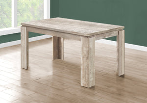 English Elm Dining Table Taupe 60" Reclaimed Wood Look Rectangular Seating for 6 Thick Block Legs Modern Durable Stylish B2710P286987