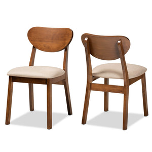 Baxton Studio Baxton Studio Damara 2-Piece Dining Chair Set – Mid-Century Modern Sand Upholstered Walnut Finish RH367C-Sand/Walnut Flat Seat-DC-2PK