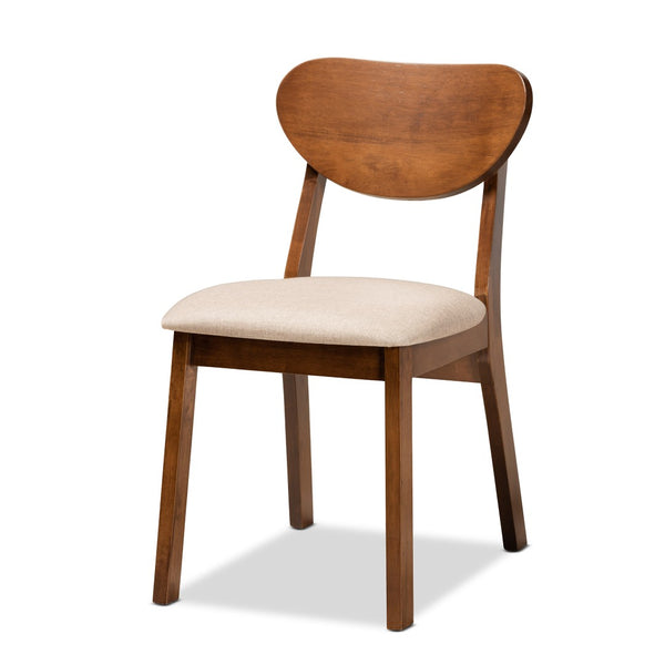 Baxton Studio Baxton Studio Damara 5-Piece Mid-Century Dining Set with Sand Upholstery & Walnut Wood Finish RH367C-Sand/Walnut-5PC Dining Set