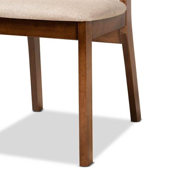 Baxton Studio Baxton Studio Damara 5-Piece Mid-Century Dining Set with Sand Upholstery & Walnut Wood Finish RH367C-Sand/Walnut-5PC Dining Set