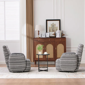 English Elm Modern Boucle 360° Swivel Leisure Chair with High‑Resilience Sponge, Supportive Curve, 550lb Capacity Dark Gray W395P355513