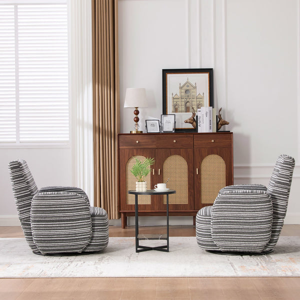English Elm Modern Boucle 360° Swivel Leisure Chair with High‑Resilience Sponge, Supportive Curve, 550lb Capacity Dark Gray W395P355513