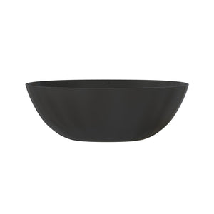 English Elm 65" Freestanding Soaking Bathtub Matte Black Stone Resin with Integrated Acrylic Shelf T3785P490210