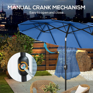 English Elm Outsunny 9.5 Ft Double Sided Patio Umbrella with Vented Steel Frame Crank Tilt W2225P485595