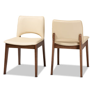 Baxton Studio Baxton Studio Afton Mid-Century Modern Dining Chair Set with Walnut Finish and Plush Comfort Seats Beige RDC827-Beige/Walnut-DC
