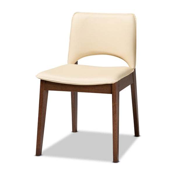 Baxton Studio Baxton Studio Afton Mid-Century Modern 7-Piece Dining Set with Elegant Walnut Finish and Comfort Beige RDC827-Beige/Walnut-7PC Dining Set