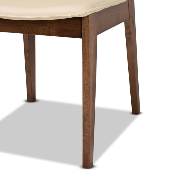 Baxton Studio Baxton Studio Afton Mid-Century Modern 7-Piece Dining Set with Elegant Walnut Finish and Comfort Beige RDC827-Beige/Walnut-7PC Dining Set