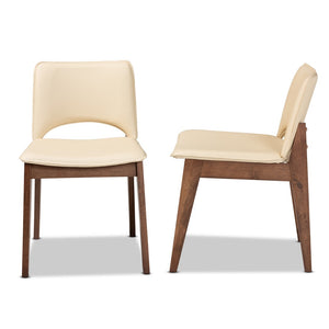 Baxton Studio Baxton Studio Afton Mid-Century Modern Dining Chair Set with Walnut Finish and Plush Comfort Seats Beige RDC827-Beige/Walnut-DC
