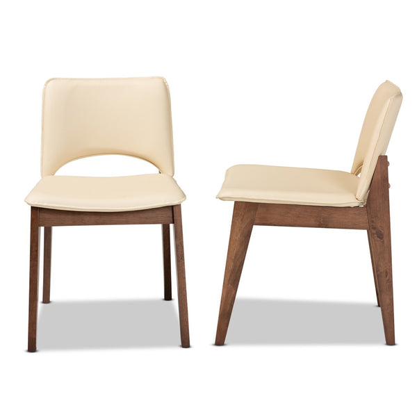 Baxton Studio Baxton Studio Afton Mid-Century Modern Dining Chair Set with Walnut Finish and Plush Comfort Seats Beige RDC827-Beige/Walnut-DC