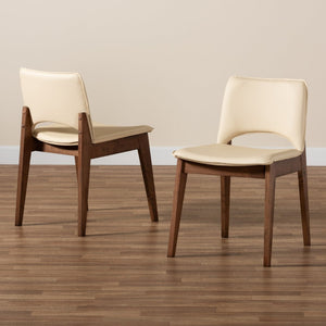 Baxton Studio Baxton Studio Afton Mid-Century Modern Dining Chair Set with Walnut Finish and Plush Comfort Seats Beige RDC827-Beige/Walnut-DC