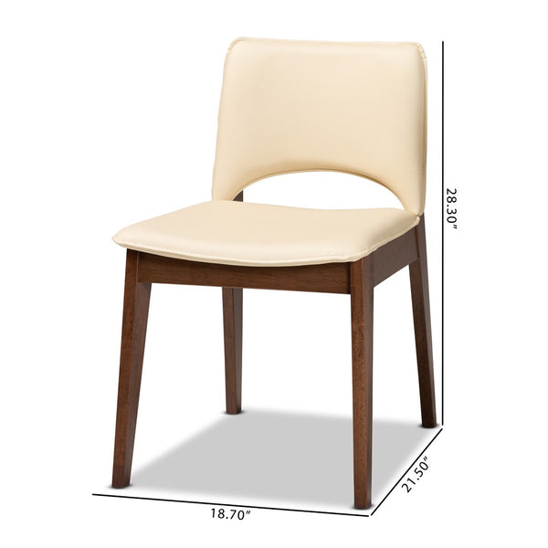 Baxton Studio Baxton Studio Afton Mid-Century Modern Dining Chair Set with Walnut Finish and Plush Comfort Seats Beige RDC827-Beige/Walnut-DC
