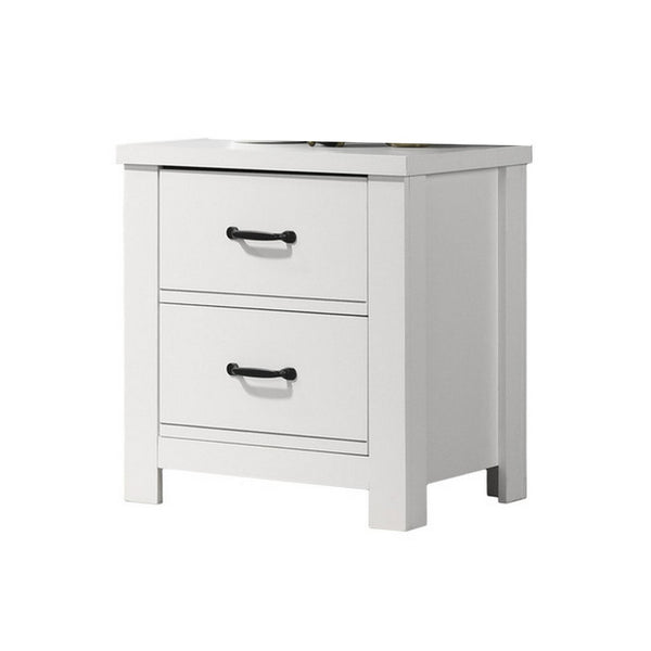 English Elm Jermy Two Drawer Nightstand White Mdf Build with Bold Black Hardware Bedroom Storage B056P416840