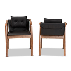 Baxton Studio Baxton Studio Marcena Mid-Century Modern Dining Chair Set with Walnut Wood & Plush Upholstery Comfort Black RDC828-Black/Walnut-DC