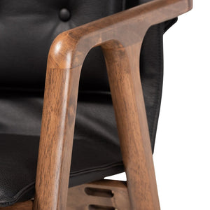 Baxton Studio Baxton Studio Marcena Mid-Century Modern Dining Chair Set with Walnut Wood & Plush Upholstery Comfort Black RDC828-Black/Walnut-DC