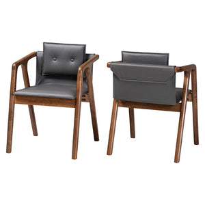 Baxton Studio Baxton Studio Marcena Mid-Century Modern Dining Chair Set with Walnut Wood & Plush Upholstery Comfort Grey RDC828-Grey/Walnut-DC