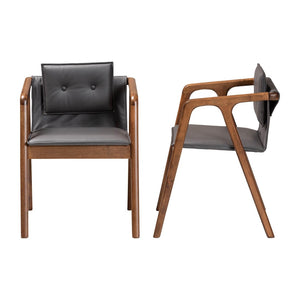 Baxton Studio Baxton Studio Marcena Mid-Century Modern Dining Chair Set with Walnut Wood & Plush Upholstery Comfort Grey RDC828-Grey/Walnut-DC