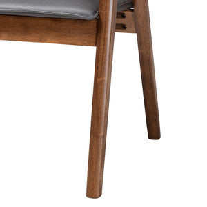 Baxton Studio Baxton Studio Marcena Mid-Century Modern Dining Chair Set with Walnut Wood & Plush Upholstery Comfort Grey RDC828-Grey/Walnut-DC