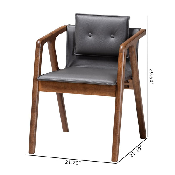 Baxton Studio Baxton Studio Marcena Mid-Century Modern Dining Chair Set with Walnut Wood & Plush Upholstery Comfort Grey RDC828-Grey/Walnut-DC