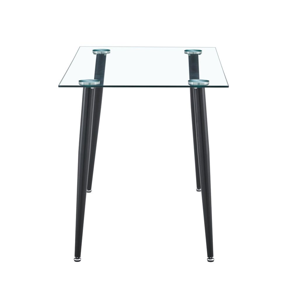 English Elm Glass Dining Table - Sleek Tempered Glass Top With Black Metal Legs For 4, Ideal For Home & Office W370S00055