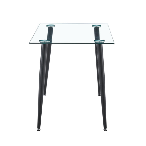 English Elm Glass Dining Table - Sleek Tempered Glass Top With Black Metal Legs For 4, Ideal For Home & Office W370S00055