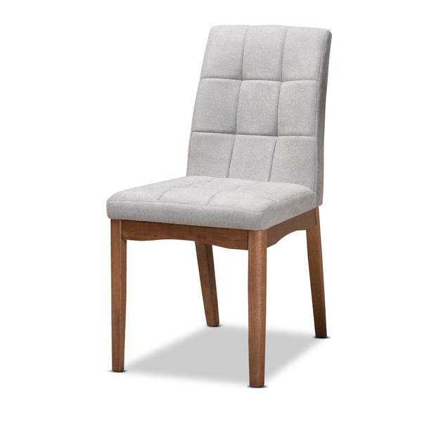 Baxton Studio Baxton Studio Tara 7-Piece Dining Set with Light Grey Tufted Chairs & Walnut Brown Table for Modern Homes RDC714-Light Grey/Walnut-7PC Dining Set