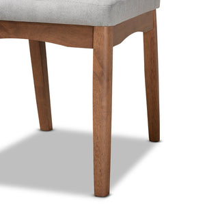 Baxton Studio Baxton Studio Tara 7-Piece Dining Set with Light Grey Tufted Chairs & Walnut Brown Table for Modern Homes RDC714-Light Grey/Walnut-7PC Dining Set