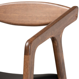 Baxton Studio Baxton Studio Harland Mid-Century Modern Faux Leather Dining Chair Set for Stylish Comfort and Elegance Black RDC809B-AC-Black/Walnut-DC