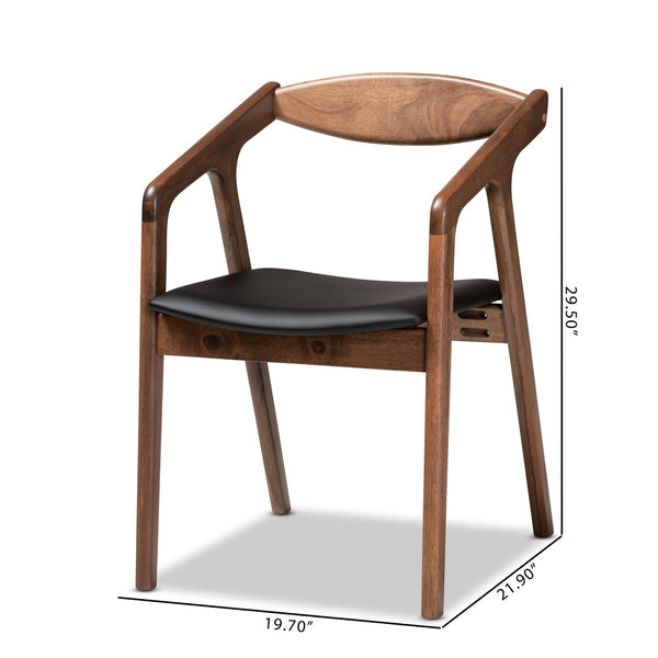 Baxton Studio Baxton Studio Harland Mid-Century Modern Faux Leather Dining Chair Set for Stylish Comfort and Elegance Black RDC809B-AC-Black/Walnut-DC