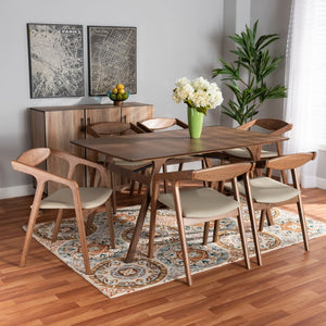 Baxton Studio Baxton Studio Harland Mid-Century Modern 7-Piece Dining Set with Walnut Finish and Comfort Seating Grey RDC809B-AC-Steel/Walnut-7PC Dining Set