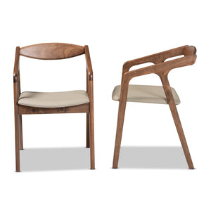 Baxton Studio Baxton Studio Harland Mid-Century Modern Faux Leather Dining Chair Set for Stylish Comfort and Elegance Grey RDC809B-AC-Steel/Walnut-DC