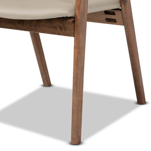 Baxton Studio Baxton Studio Harland Mid-Century Modern Faux Leather Dining Chair Set for Stylish Comfort and Elegance Grey RDC809B-AC-Steel/Walnut-DC