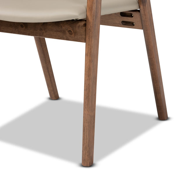 Baxton Studio Baxton Studio Harland Mid-Century Modern Faux Leather Dining Chair Set for Stylish Comfort and Elegance Grey RDC809B-AC-Steel/Walnut-DC