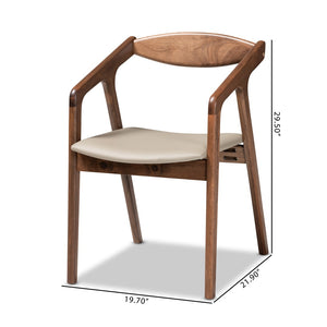 Baxton Studio Baxton Studio Harland Mid-Century Modern Faux Leather Dining Chair Set for Stylish Comfort and Elegance Grey RDC809B-AC-Steel/Walnut-DC