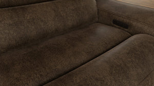 English Elm 6-Piece Performance Fabric Power Reclining Sectional with USB Charging, Hidden Console, Cup Holders Brown B339S00002