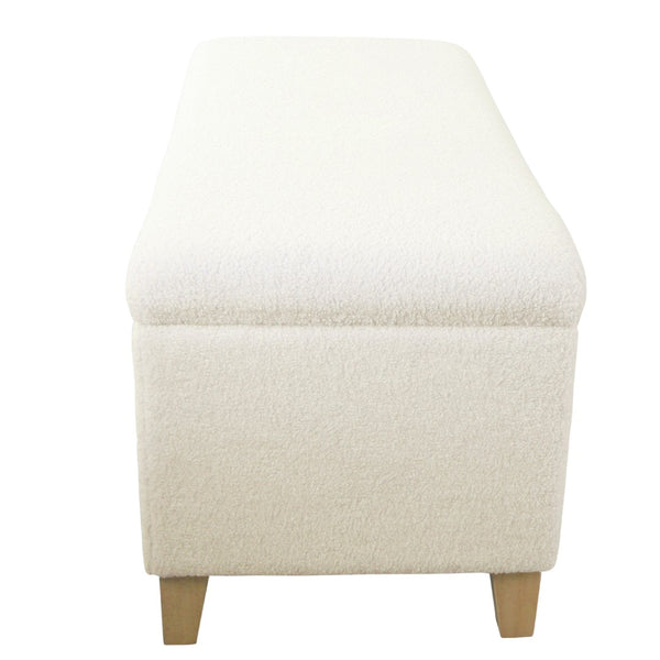 English Elm Liv Sherpa Upholstered Storage Ottoman Bench with Hinged Lid and Wood Base B056P416984
