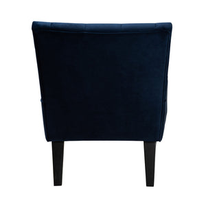 Baxton Studio Baxton Harmon Navy Blue Velvet Accent Chair with Elegant Black Legs - Modern Comfort for Any Space RAC515FB-Navy Blue Velvet/Black-CC