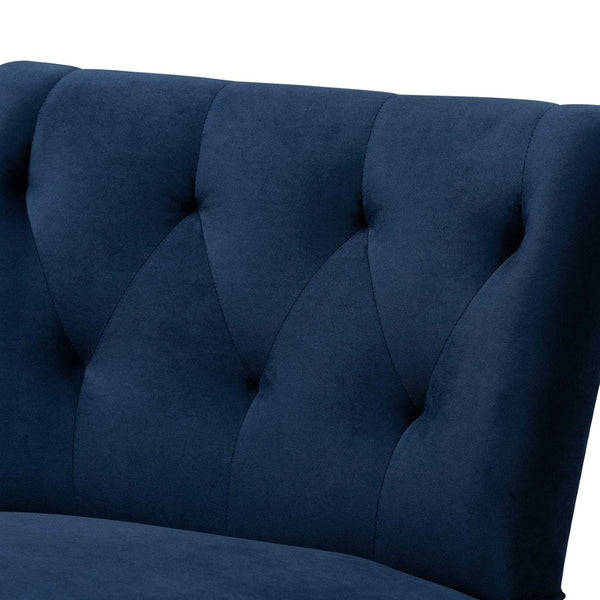 Baxton Studio Baxton Harmon Navy Blue Velvet Accent Chair with Elegant Black Legs - Modern Comfort for Any Space RAC515FB-Navy Blue Velvet/Black-CC